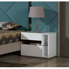 TU MESITA - Velador Moderno Samanta color Blanco 2 cajones