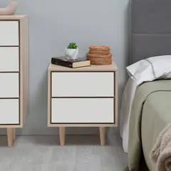 TU MESITA - Velador Vintage Hillary Blanco 2 Cajones