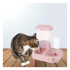 GENERICO - Dispensador Practico de Alimento en Rosado Y+Stickers