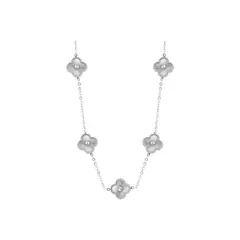 CLEO JOYAS & ACCESORIOS - Set Treboles Collar y Pulsera Dupe Van Cl Plateado