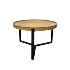 GENERICO - MESA DE MADERA CON BASE DE FIERRO MODELO Y COLOR OAK