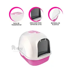 GENERICO - Caja Sanitaria para Gato Cerrado Rosado Y+Post-it adhesivos