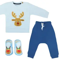 GENERICO - Conjunto Navidad - Reno - Celeste