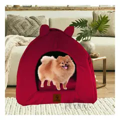 GENERICO - Cama Acolchonada en Forma Iglu Talla S Diseño Guinda