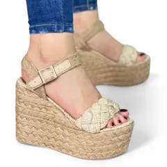GENERICO - Taco Mujer Plataforma Yute Chic 2086L-55 Color Beige