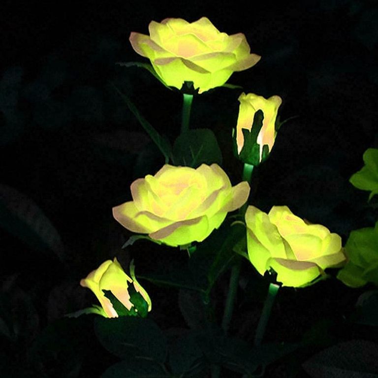 Lámpara LED Solares de flores de rosas para exteriores - Amarillo