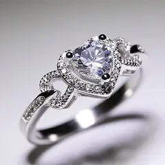 LA TIENDA 88 JOYAS Y ACCESORIOS - La Tienda 88 - Anillo De Compromiso Mujer Corazon Bañado Oro - Blanco