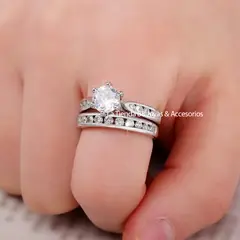 LA TIENDA 88 JOYAS Y ACCESORIOS - La Tienda 88 - Anillo De Compromiso Mujer Bañado en Oro 18k. - Blanco