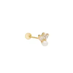 CLEO JOYAS & ACCESORIOS - Piercing Xime Perla 925 Dorado Plata