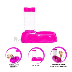 GENERICO - Fuente de Agua para Mascotas de Color Rosado Y+Gift Stickers