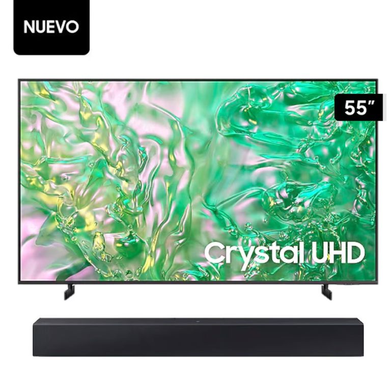 Televisor 55 UHD Crystal 4K Tizen OS Smart TV UN55DU8000 +Samsung Soundbar HW-C400