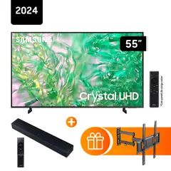 SAMSUNG - Televisor 55 UHD Crystal 4K Tizen OS Smart TV UN55DU8000 + Rack + Soundbar HW-C400