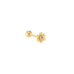 CLEO JOYAS & ACCESORIOS - Piercing Flor Cristal Lila 925 Dorado Plata