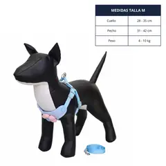 GENERICO - ARNÉS CELESTE TALLA M PARA PERRO CON DECORACIÓN DE FLOR