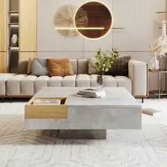 TU MESITA - Mesa de Centro Cuadrada Angelus color GrisDuna