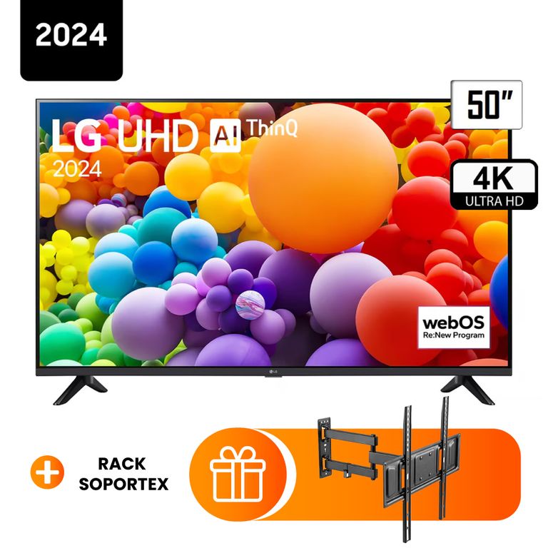 Televisor 50 Pulg. LED Smart TV UHD 4K con ThinQ AI 50UT7300 + Rack