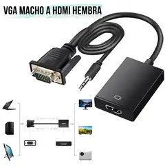 GENERICO - Adaptador VGA a HDMI Audio 1080p Convertidor