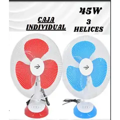 GENERICO - VENTILADOR DE 16" DE MESA 45W 3 HELICES AZUL - ROJO