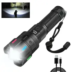 GENERICO - Linterna Táctica LED Recargable 3.000 Lúmenes Ultra Brillante, Zoom