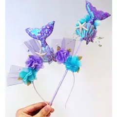 GENERICO - VINCHA PARA NIÑA MODELO SIRENA - ( VINCHA + VARITA )