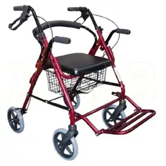 GENERICO - Andador de Aluminio 4 Ruedas Asiento Respaldo y Reposapiés