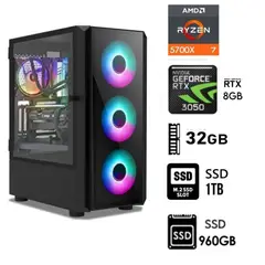 Computadora PC Gamer RYZEN 7 5700x Ram32GB SSD-M2 1TB+SSD 960GB RTX 3050 8GB