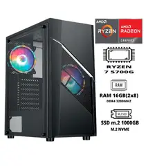 HALION - PC GAMER RYZEN 7 5700G 16GB RAM DUAL 1TB SSD M.2 CASE FUENTE 600W GAMER