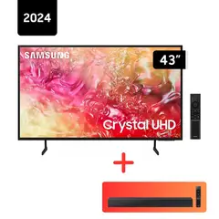 SAMSUNG - Televisor 43 Pulg. Crystal Smart TV Tizen UHD 4K 43DU7000GXPE + Sound Bar HW-C400
