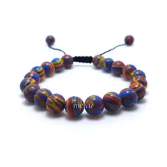 GENERICO - Pulsera de Piedra Teñida Multicolor 8 mm Regulable Para Mujer y Hombre
