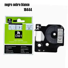 DYMO - CINTA 18444 VINIL DE 12mmX5.5m FLEXIBLE NEGRO/BLANCO COMPATIBLE