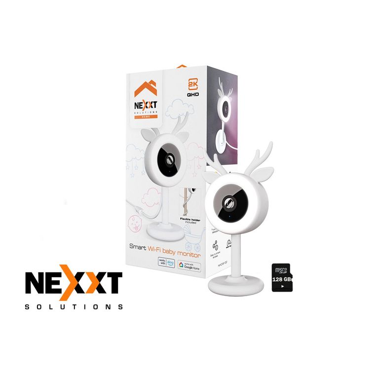Monitor de bebé Inalámbrica Nexxt NHC-B100 2K Audio 2vías Detección llanto+128GB