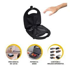 RYBIU IMPORT - Sanguchera de Cocina 6 en 1 en Negro Y+Banderitas Adhesivas