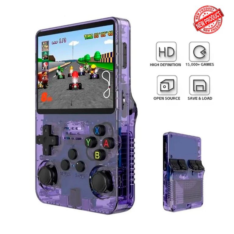 CONSOLA DE VIDEOJUEGOS PORTÁTIL R36S 128GB VIOLETA