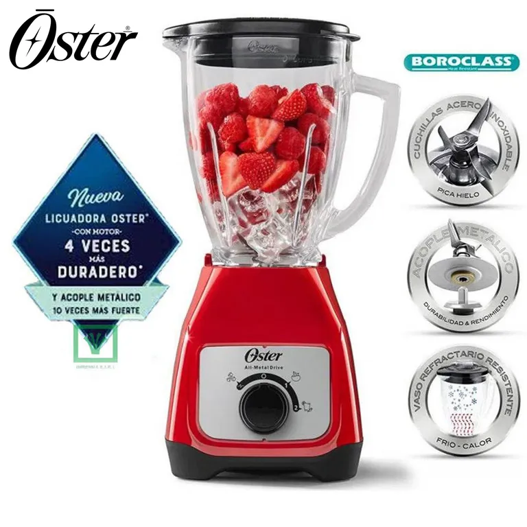 Licuadora con vaso de vidrio y perilla BLSTKAGRRD 053 Rojo