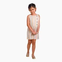 NATA COTON - ENTERIZO SHORT RAYAS ALGODON NIÑA BLANCO