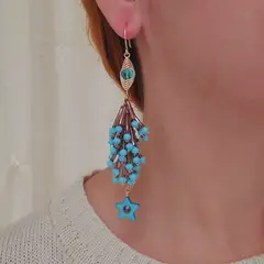 GENERICO - Aretes Largos Lila y Celeste de Canutillos Hecho a mano ByMatinella