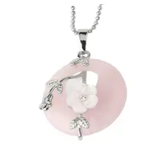 LUCYANA JOYAS Y ACCESORIOS - Collar para Mujer de Flor y Cuarzo Rosa - Joyas Lucyana