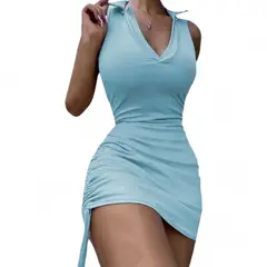 GENERICO - Vestido Camisero Sab-19 Color Celeste