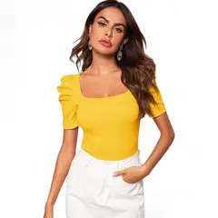 GENERICO - Polo Princesa Manga Corta Sab-13 Color Amarillo