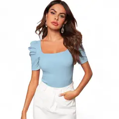 GENERICO - Polo Princesa Manga Corta Sab-13 Color Celeste