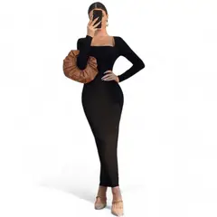 GENERICO - Vestido Luna Manga Larga Sab-20 Color Negro