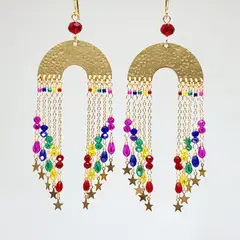 GENERICO - Aretes Largos de Cristal Arcoiris Multicolor Hecho a mano