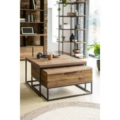 TU MESITA - Mesa de Centro set x2 Magnum color Marrón 1 cajón