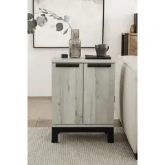 TU MESITA - Mesa Lateral Yuliet 2 puertas color Ceniza