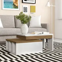 TU MESITA - Mesa Moderna de Centro Kensy color BlancoMarrón