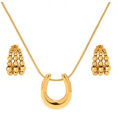 LA TIENDA 88 JOYAS Y ACCESORIOS - La Tienda 88 - Set Collar y Aretes Mujer Acero Waterproof - Amarillo