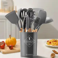 GENERICO - Set De12 Utensilios De Cocina De Silicona - Negro