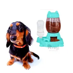 RYBIU IMPORT - Comedero Moderno Unido Pet de Tono Celeste Y+Papel de Regalo