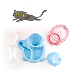 RYBIU IMPORT - Plato Diseño 2 en 1 para Gatos de Color Celeste Y+MiniAgenda
