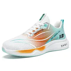 GENERICO - ZAPATILLA PARA HOMBRE RUNING SPORT -BLANCO-NARANJA-2403